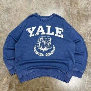 Y2K Yale University Blue Spellout Crewneck Size L